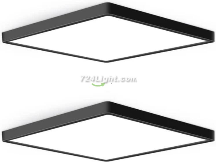 12inch 24W LED Ceiling Light Flush Mount, 3200LM Black Flat Ceiling Lamp, Square Low Profile Lighting Fixture for Bedroom, Kitchen, Living Room, Stairwell
