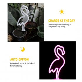 Solar Neon Flamingo Light, Outdoor Waterproof Solar Landscape Light for Garden, Yard, Passage, Lawn, Path Decorative Lights (2 Pack)