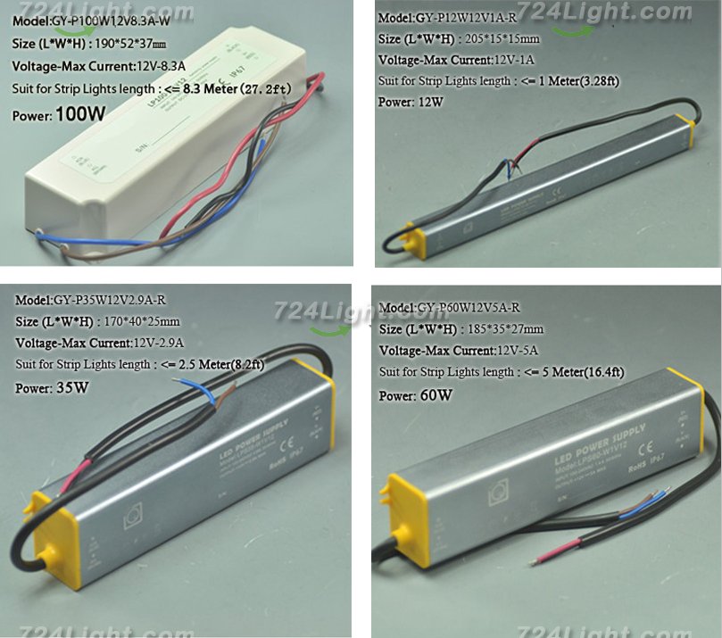 12V LED Waterproof Power Supply 20W 35W 60W 75W 100W LED Power Supplies Waterproof IP67 For LED Strips LED Lighting