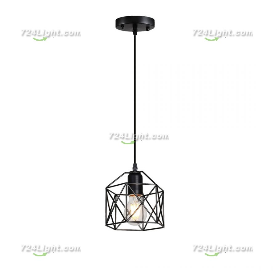 Industrial Pendant Light Black Cage Metal,for Dining Room, Bedroom, Kitchen, Hallway