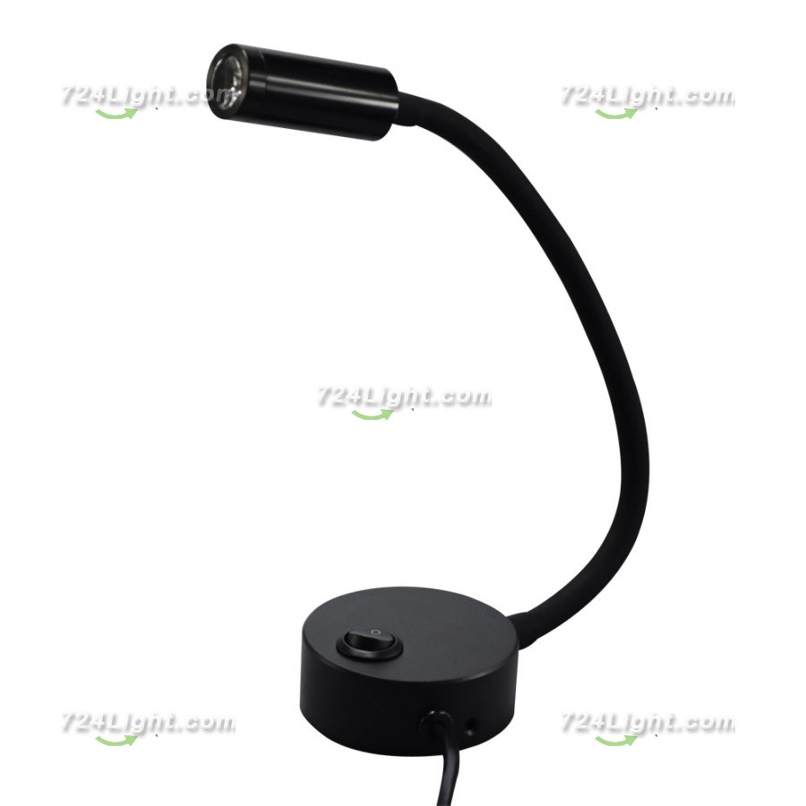 Black Bed LED Lighting Flexible With Switch and 120V AC Plug Suit For Bedside Reading Laptop Local Lighting White