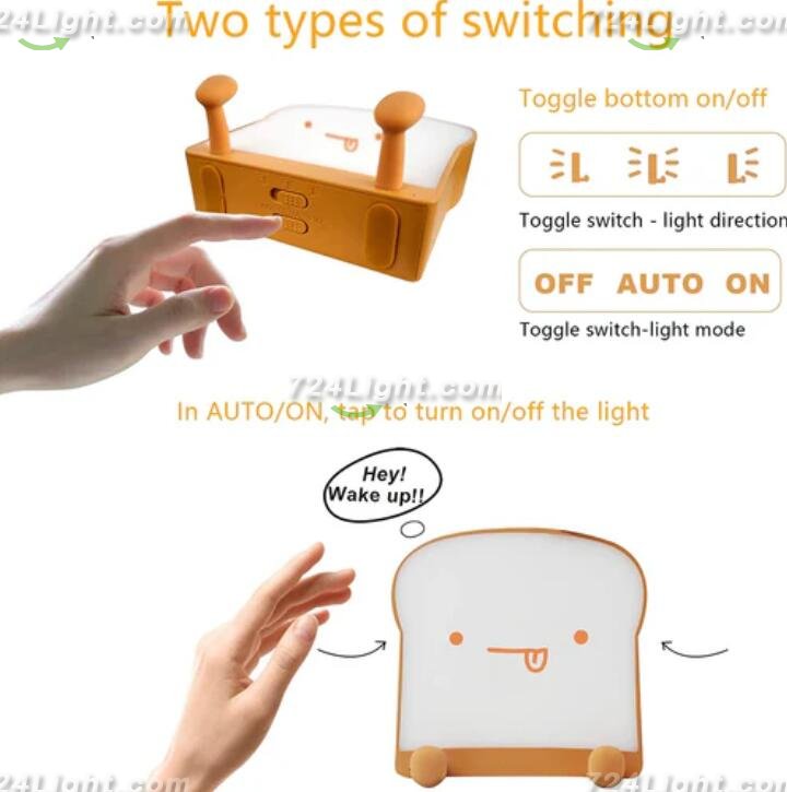 Meme Toast Bread LED Night Light Rechargeable Desk lamp with Timer for Baby Girls Boys