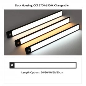 2 Pack PIR Motion Sensor LED Cabinet Light, Under Counter Closet Lighting, Wireless USB Rechargeable Light Indoor, CCT 2700-6500K Color Changeable for Kitchen, Wardrobe, Closet, Hallway