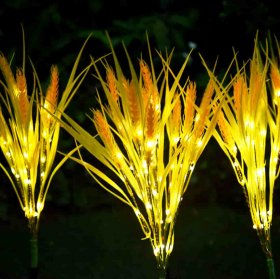 Solar Flowers Lights, IP65 Waterproof Wheat Ear Solar Garden Stake Lights for Patio, Lawn, Yard, Pathway Decoration (2 Pack)