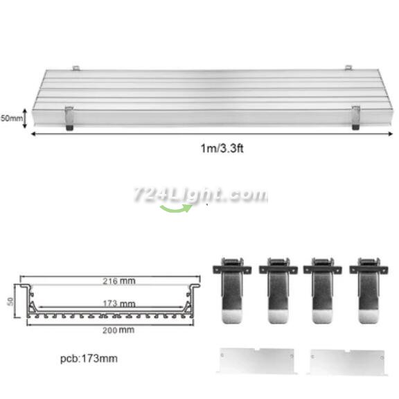 2 Pack H20050 Big Aluminum Extrusion Channel for Flush Mounting Linear Office Lighting System