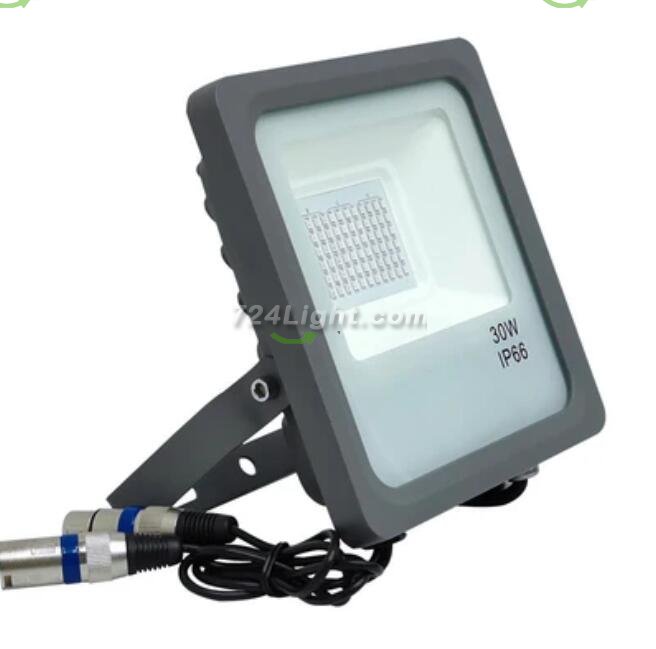 DMX512 RGB LED Flood Light 30W AC110-220V Outdoor IP66 LED WallWasher GREY Aluminum Case Tempering Glass Cover High Lumen Security Light,Tunnel Spotlight Garden Landscape Lawn Lamp