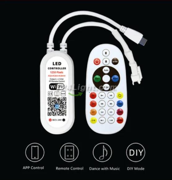 RGB, RGBW, RGBWW SPI LED Controller WiFi Music Controller for Addressale LED Strips and Panels Support WS2811 WS2815 WS2801 SK6812 WS2813 SK9822 APA102C etc iOS/Android App Control