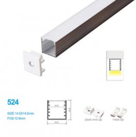 14.5*14.5MM Surface Mounted LED Aluminum Profile with Flat Cover for LED Strip Lighting System