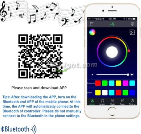 RGB/RGBW LED Strip Light Bluetooth Controller Phone APP Control for 5050 3528 RGB RGBW LED Strip Lights (Suitable for iOS & Android System)