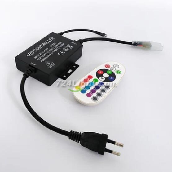 RGB LED Controller, 1500W Max High-Voltage WiFi Color Changing RGB Controller (Aluminum) with IR Remote and Music Time APP Control System for AC110-130V/ 200-240V LED Tape Rope Strip Lights