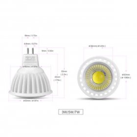 4Pack 3W/5W/7W 12V AC/DC LED Spotlight MR16 LED Bulb Light GU5.3 Bi-Pin Base White Aluminum Housing 30° Beam Angle