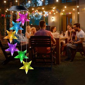 Solar Wind Chimes, Star Outdoor Waterproof Color-Changing LED Mobile Solar Powered Light for Garden, Party, Yard, Window, Outdoor Decorations