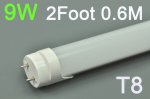 LED T8 Tube 9W T8 Light 0.6Meter 2FT LED Fluorescent Tube Light