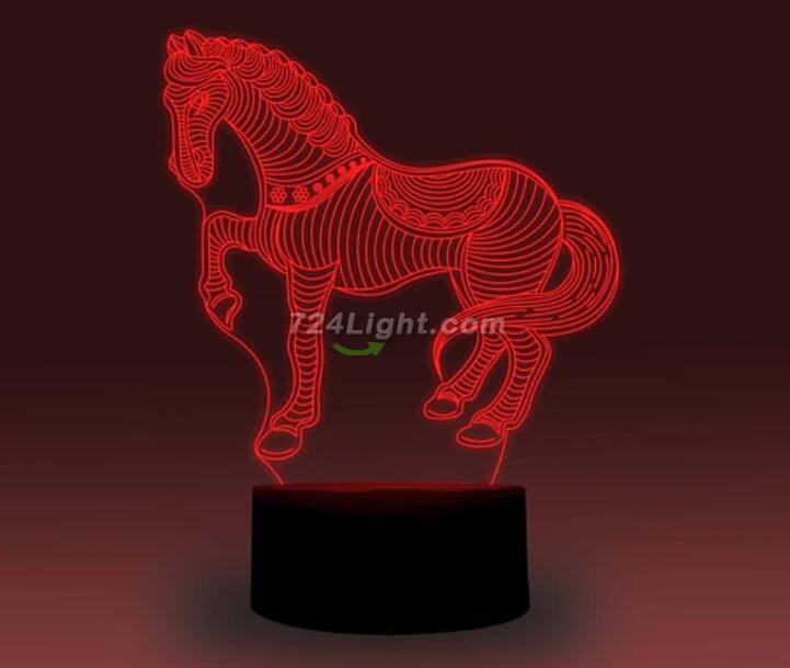 Animal Images 3D Illusion LED Night Light w/ 16 Colors Remote Touch Switch Adjustable Brightness for Kids Bedroom Decoration
