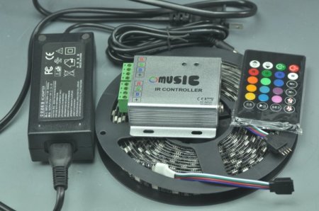 (image for) 5050 SMD RGB Multicolor 5M 300LED Flexible LED Light Strip Kit With Aluminum Music LED Controller Sound Sensitive Multicolor Changing