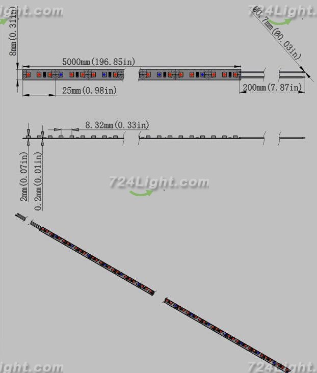 Plant Growth RED:BLUE /660nm:460nm LED Grow Light SMD2835 120LEDs 12V 24W Per Meter Strip