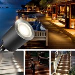 10 Pack Outdoor Recessed LED Deck Lights Kits IP67 Waterproof with Black Protection Shell LED Step Light for Garden/Yard/Steps/Bath Room/Kitchen