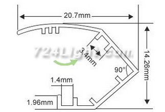 LED Aluminium Profile LED Strip Light Aluminium Profile 1M V Flat Type Rail Aluminium