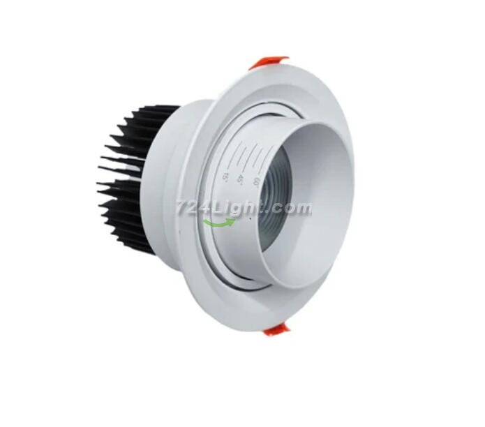 4 Pack RGBW Super Bright Modern Recessed LED Downlights Adjustable 15°-60°Beam Angle, Ambient Lighting 25W 12V/24V White Round LED Embedded Aluminum Indoor Ceiling Downlight for Hotel，Bar，Dancing Room，Restaurant