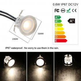 10 Pack Outdoor Recessed LED Deck Lights Kits IP67 Waterproof Inground LED Step Lights Kit for Garden, Yard, Steps， Bath Room and Kitchen