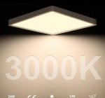12inch 24W LED Ceiling Light Flush Mount, 3200LM Black Flat Ceiling Lamp, Square Low Profile Lighting Fixture for Bedroom, Kitchen, Living Room, Stairwell