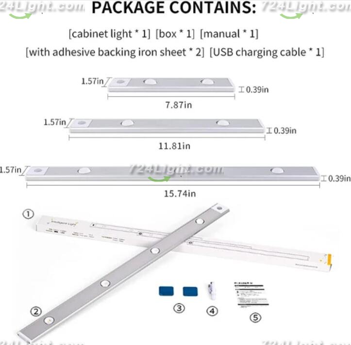 2 Pack 3-Color Dimmable LED Motion Sensor Under Cabinet Light, Rechargeable Magnetic Wireless Under Counter Lighting for Kitchen Bedroom Closet Cupboard Wardrobe Stairs Corridor