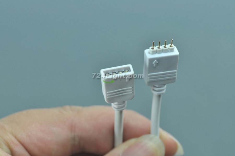 White 4 Pins RGB Strip Connect Female Male Connector Cable for 5050 3528 5630 RGB LED light Strip with 4 RGB Line 4 Pins 13cm 5.12Inch