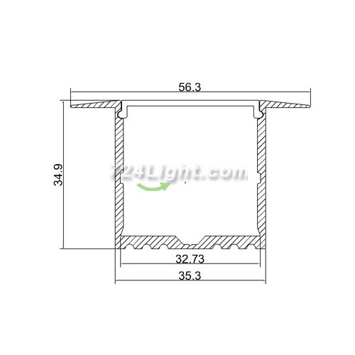 LED Channel Super Width 35mm With Wings Extrusion Recessed LED Aluminum Channel 1 meter (39.4inch) LED Profile