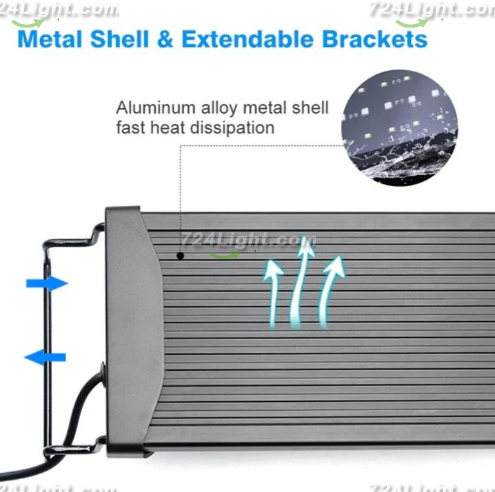 Aquarium LED Light for Freshwater Fish Tank w/ Extendable Bracket, White Blue LED