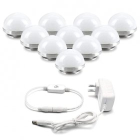 Hollywood Style LED Vanity Mirror Lights Kit with 10 Dimmable Medium Size Light Bulbs, Perfect for Makeup Vanity Table Set in Dressing Room
