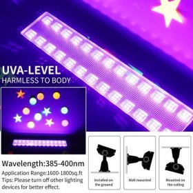 100W 385-400nm LED UV Black Light Bar, Black Lights for Glow Party, Black light with Plug &Switch, Glow Light for Halloween, Fluorescent Body Paint, Stage Lighting