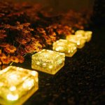 Solar LED Glass Brick Lights for Outdoor Yard Deck Road Path Garden Decoration - 2 Pack