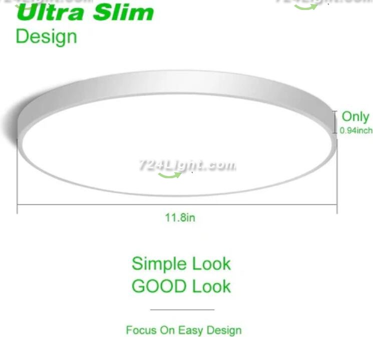 12 Inch 24W Flush Mounting Modern LED Ceiling Lights for Bedroom, Kitchen, Bathroom