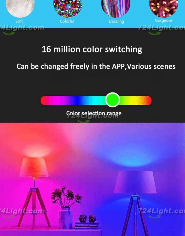 4Pack 9W LED Light Bulb E27 Base RGBCCT Bluetooth APP Controlled Smart Light Bulbs Sycn with Music