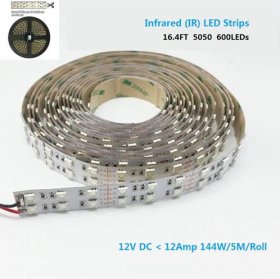 DC12V SMD5050-600-IR InfraRed 940nm | 850nm IR LED Lighting Strip, Double Row 120LEDs 28.8W Per Meter Tape