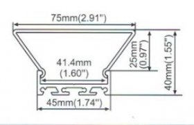 1 Meter 39.4" LED Aluminium Channel PB-AP-GL-065-T 40 mm(H) x 75 mm(W) For 5050 5630 Multi Row LED Strip Lights