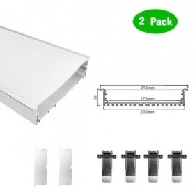 2 Pack H20050 Big Aluminum Extrusion Channel for Flush Mounting Linear Office Lighting System