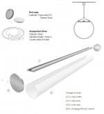 2.5 meter 98.4" Aluminum LED Suspended Tube Light LED Profile Diameter 40mm suit 24mm Flexible led strip light