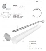 1 Meter 39.4â€ Aluminum LED Suspended Tube Light LED Profile Diameter 40mm suit 24mm Flexible led strip light