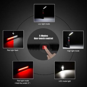 2 Pack LED Work Light Rechargeable 360° Rotate Magnetic Based 5 Modes LED Flashlight