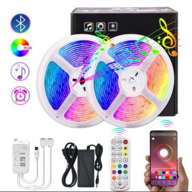 32.8Ft (2x 5M) SMD5050-150 LED Strip Light 5050 RGB Set 10m RGB LED Strip Lights Waterproof Outdoor w/ Power Supply & Controller