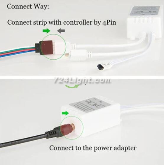 24Key IR Remote Controller for RGB LED Strip Lights 4-pin DC12V-24V LED Strip Controller