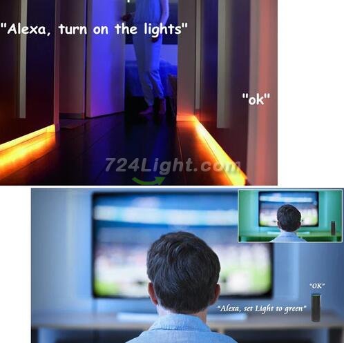 16.4ft（5Mtrs) 300LED SMD5050 RGB LED Light Strip Kit Music Sync, IR Remote, WiFi APP Controlled, Alexa Compatible
