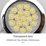 4pcs Pack Round LED Under Cabinet Lighting Stainless Steel LED Puck Light 2W 12VDC, 3 Switches Optional Controllable Puck Light for Motorhome, Caravan, Truck, Kitchen, Wine Cabinet, Wardrobe