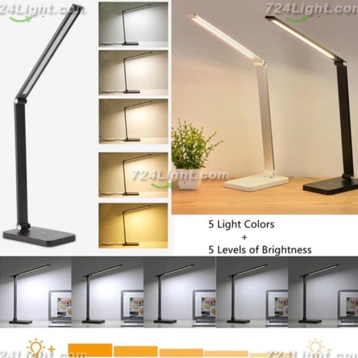 LED Desk Lamp with Wireless Chargers and USB Charging Port for Home Office, Desk Light withTimer for Reading, Study, Crafts