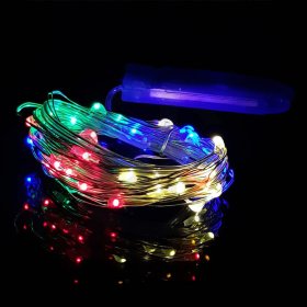 2M 20LED Button Cell Powered Silver Copper Wire Mini Fairy String Lights