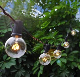 5-Pack Dimmable Waterproof LED Outdoor String Lights - Hanging, 2W Edison Bulbs - 48Ft Commercial Lights for Decor for Patio, Backyard, Garden, Bistro¨C S14 Black - Warm White,Blk(240ft)