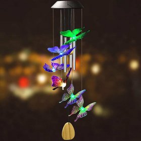 Solar Wind Chimes, Butterfly Solar Wind Chimes Outdoor Decorative Lights For Patio Garden Window Holiday Gifts