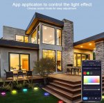 Outdoor Ground Lights 15 Bulbs 32.8FT Smart RGB+IC Pathway Lights, APP Controlled Waterproof RGB Landscape Lighting Work with Alexa