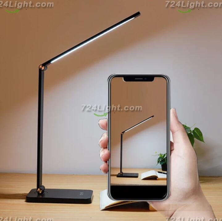 LED Desk Lamp with Wireless Chargers and USB Charging Port for Home Office, Desk Light withTimer for Reading, Study, Crafts